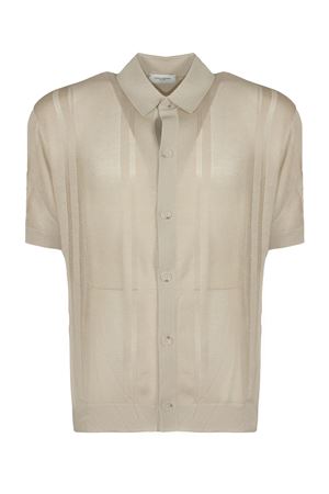 Beige silk and cotton blend polo shirt PAOLO PECORA | A033F2001420